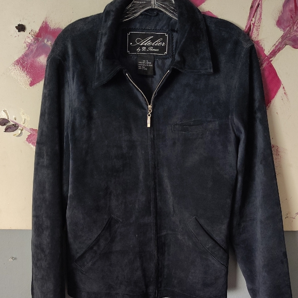 AtelierNavy Blue Suede Jacket